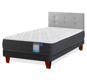Cama europea Europedic dual 1.5 plazas + respaldo Royal gris