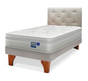 Cama europea Paradise 1.5 plazas + respaldo Almendra
