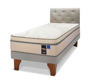 Cama europea Máximo Cobre 1.5 plazas + respaldo Almendra