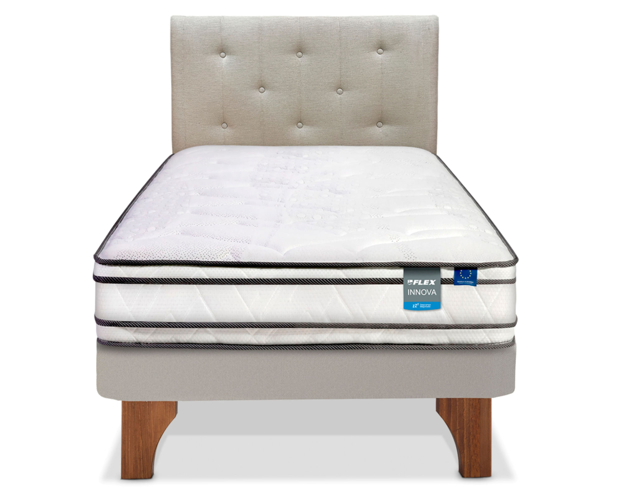 Flex Cama europea Innova 1.5 plazas + respaldo Almendra