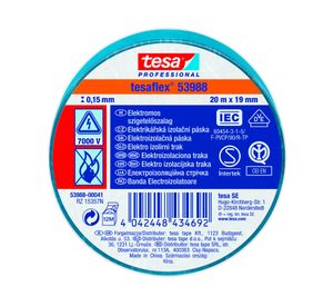 Cinta aislante eléctrica SPVC azul 20 m 19 mm