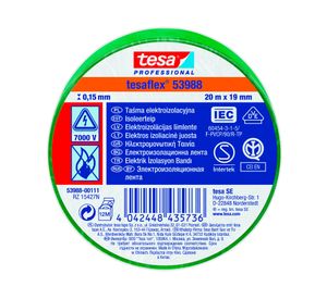 Cinta aislante eléctrica SPVC verde 20 m 19 mm