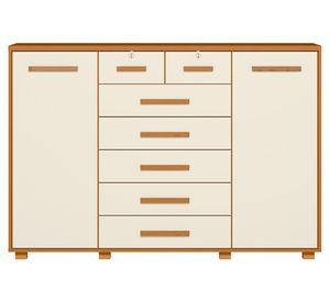 Cómoda Fontana café/beige 2 puertas 7 cajones