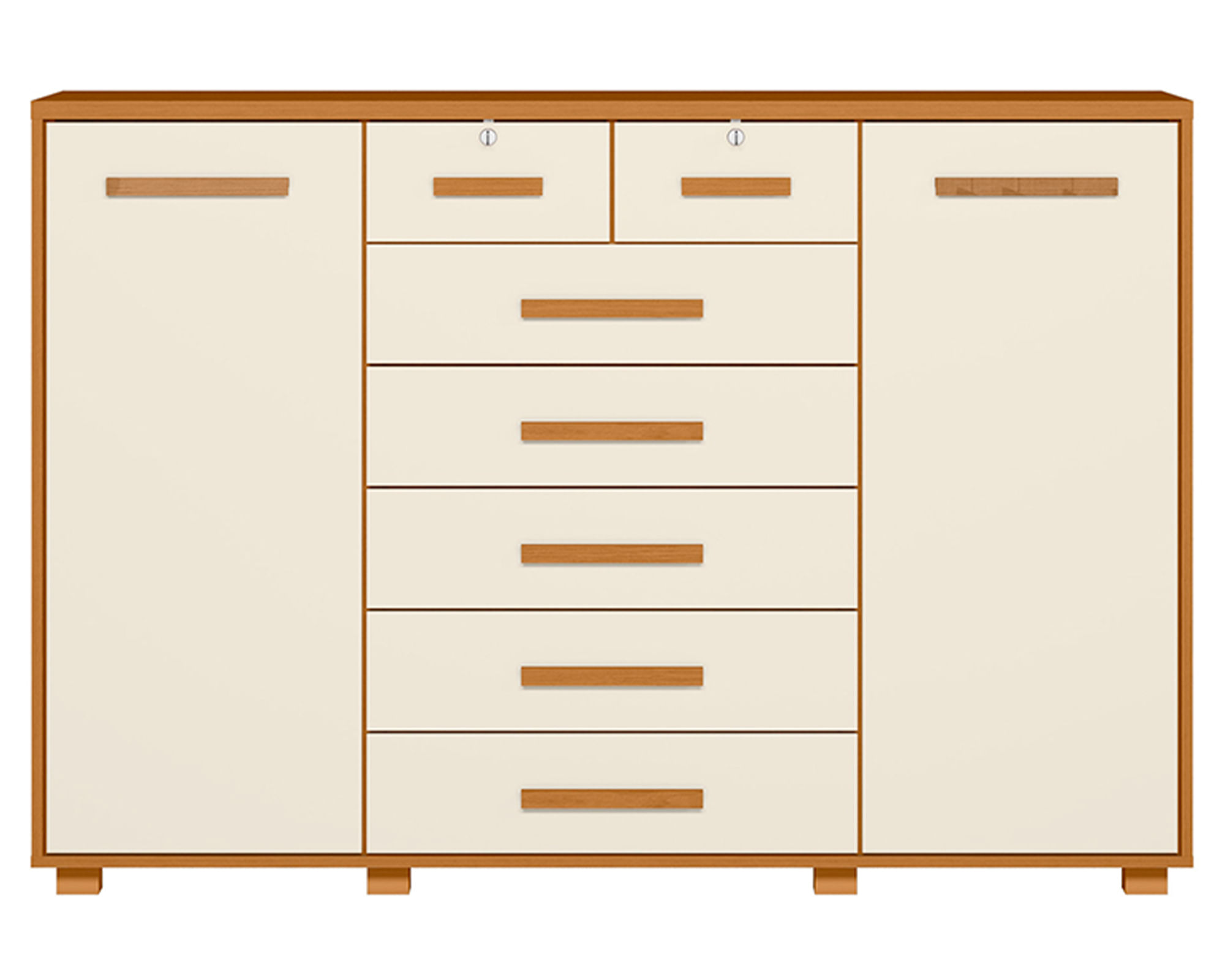 VekkaHome Cómoda Fontana café/beige 2 puertas 7 cajones