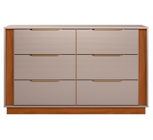 Cómoda Giardino beige/café 6 cajones
