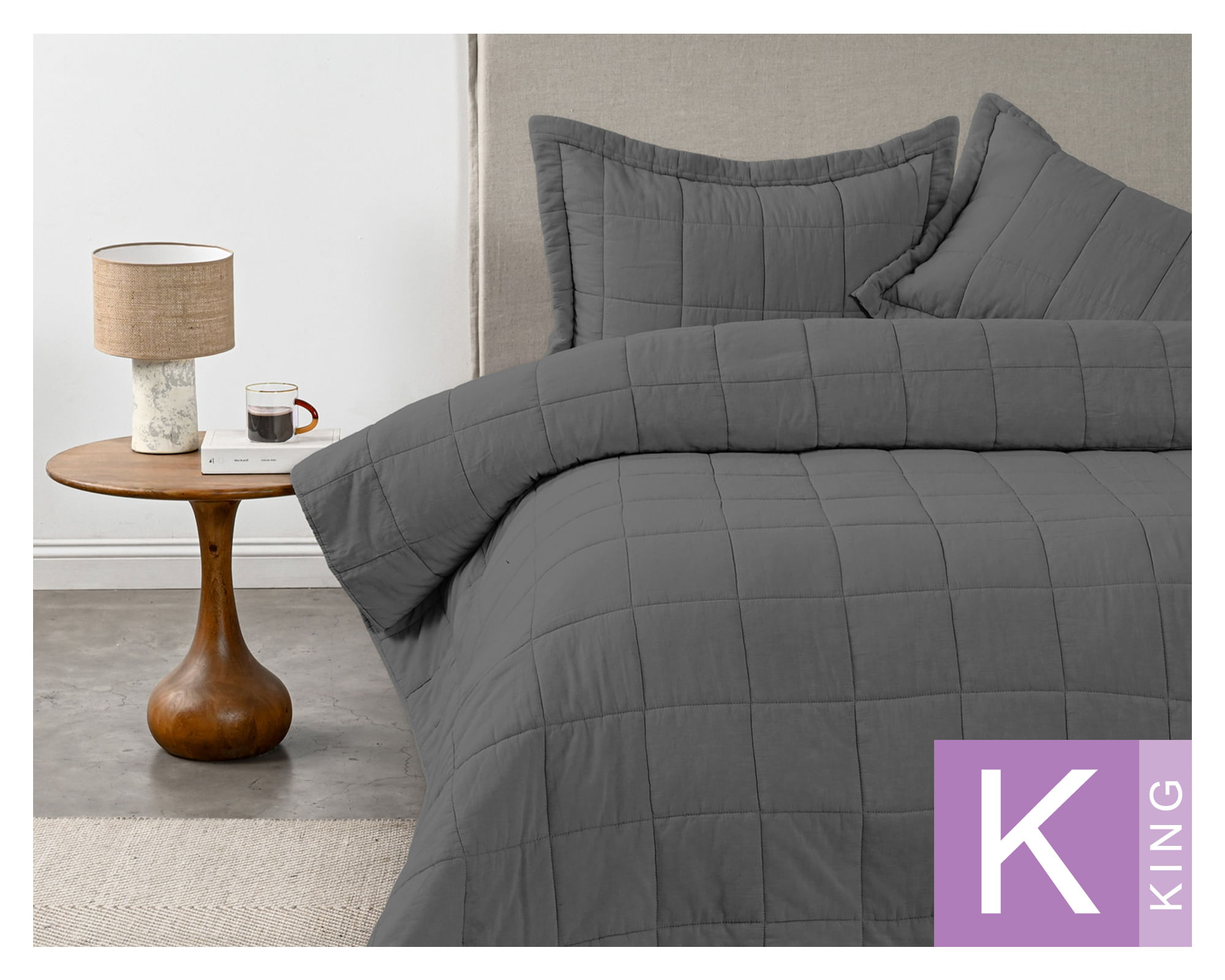Cannon Quilt liso Block gris King