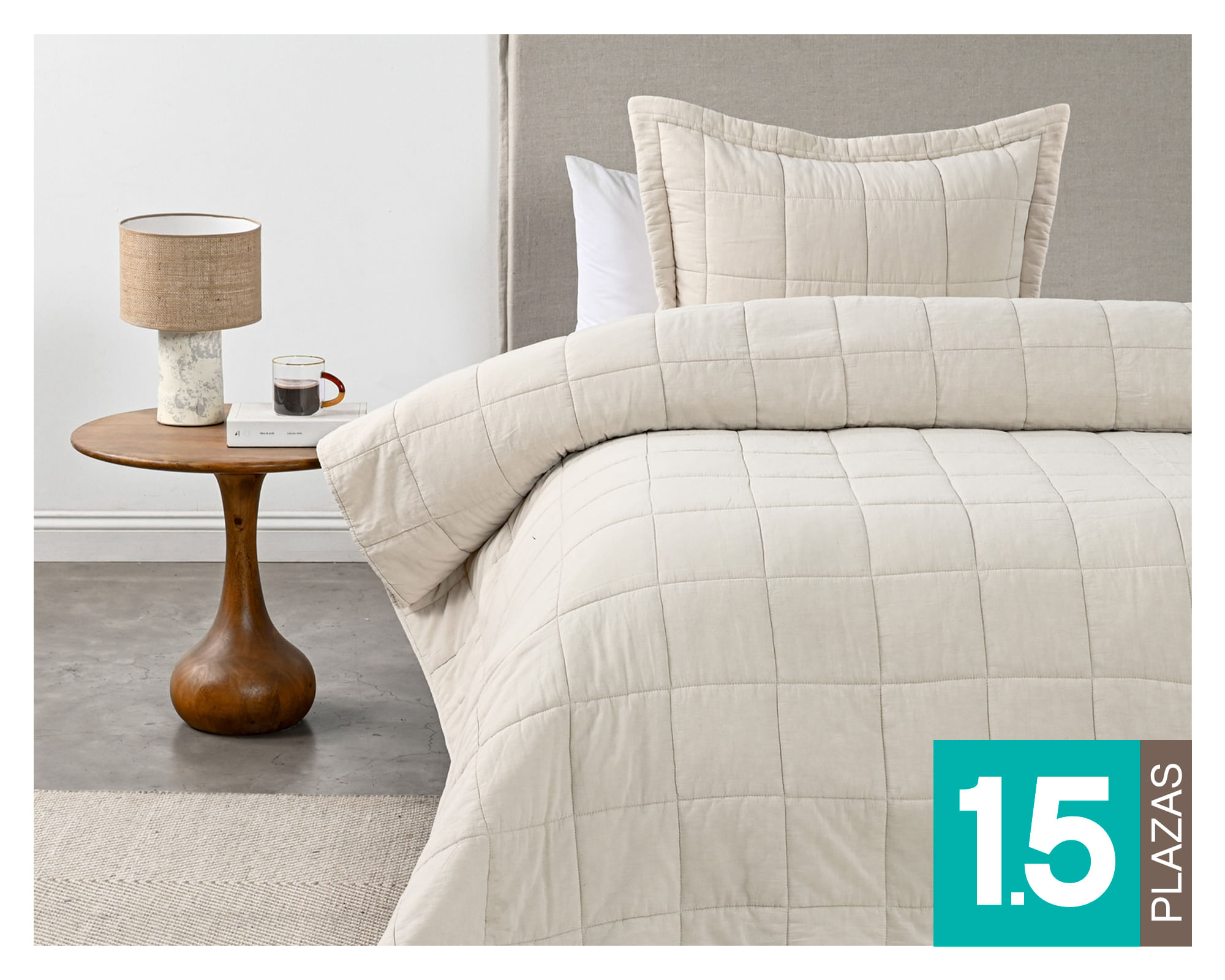 Cannon Quilt liso Block beige 1.5 plazas