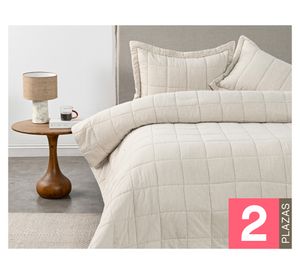 Quilt liso Block beige 2 plazas