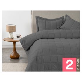 Quilt liso Block gris 2 plazas
