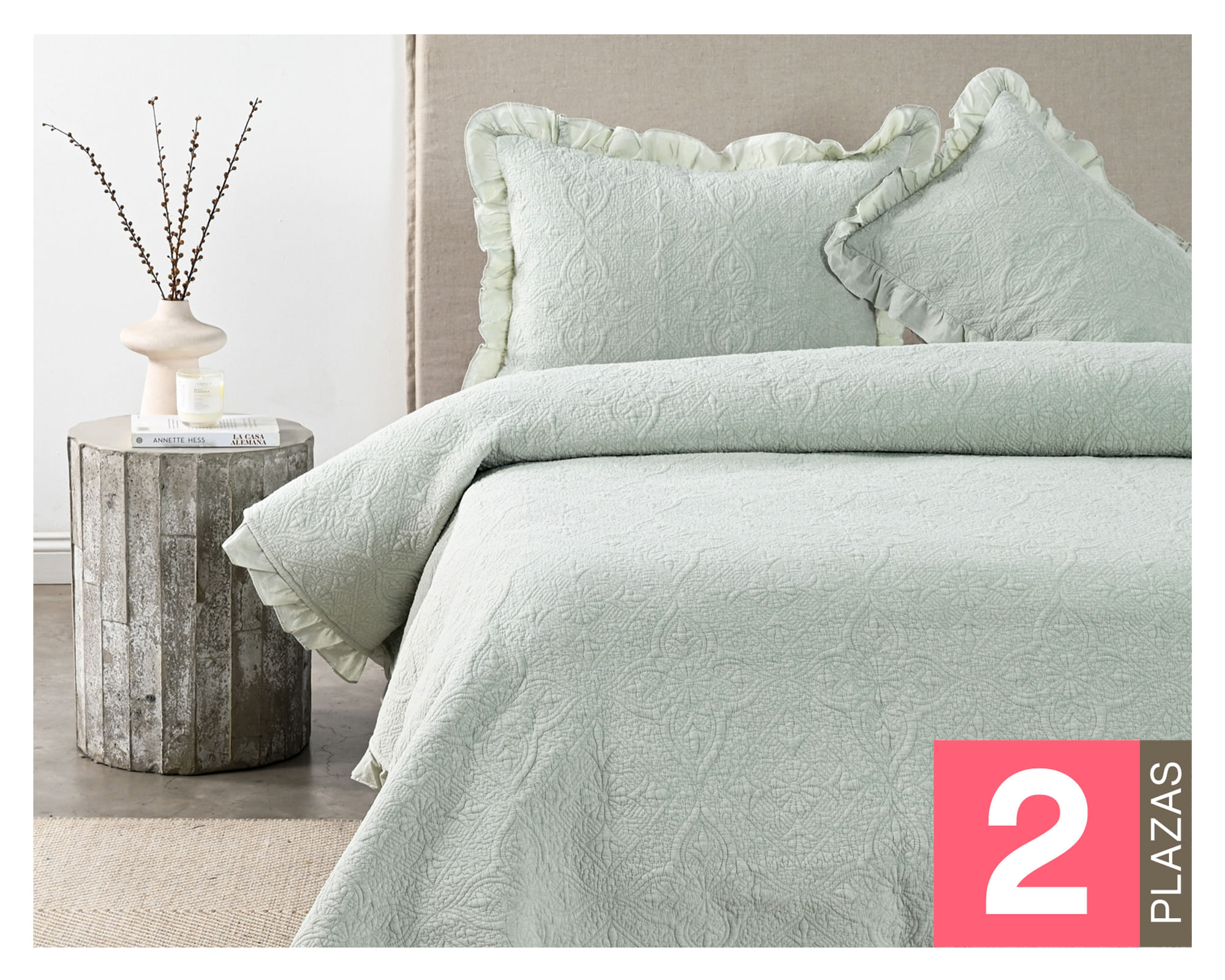 Royal Supreme Quilt Liso Ruffle sage 2 plazas