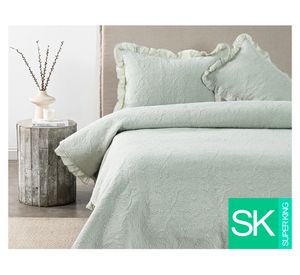 Quilt Liso Ruffle sage Súper King