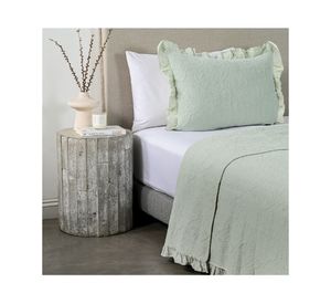 Quilt Liso ruffle sage 1.5 plazas