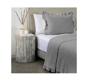 Quilt Liso ruffle gris 1.5 plazas