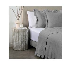 Quilt Liso Ruffle gris Súper King