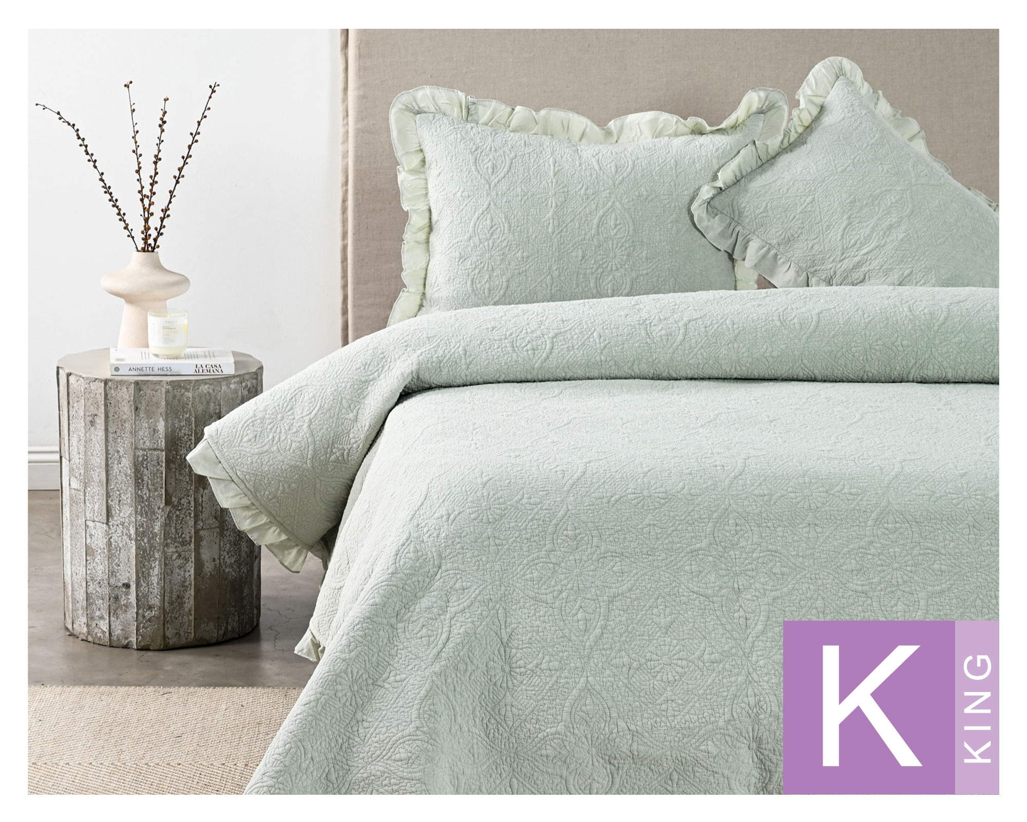 Royal Supreme Quilt Liso Ruffle sage King