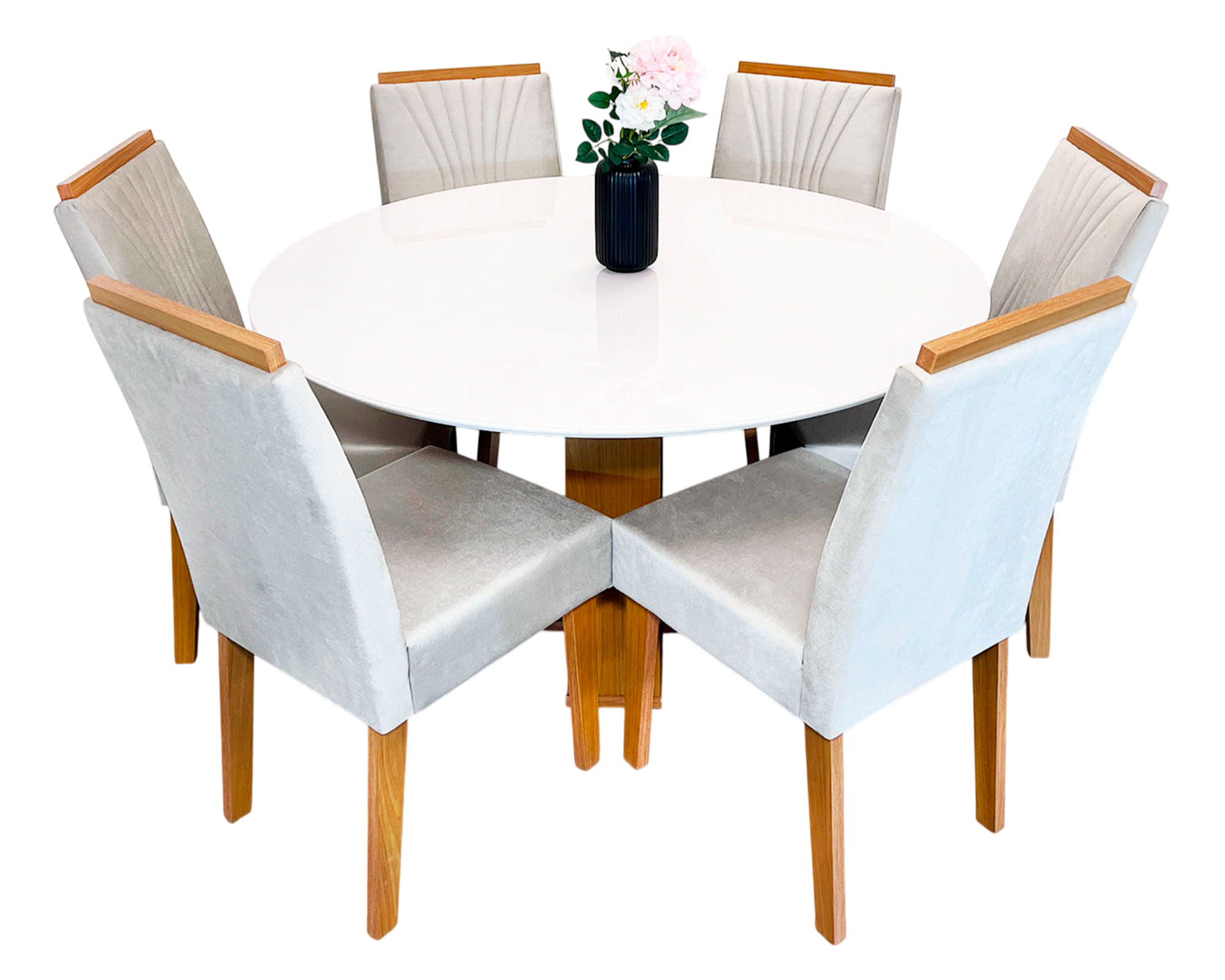 Alaia Home Comedor 6 sillas Esencia beige 80x135x135 cm