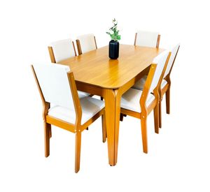 Comedor 6 sillas Arezzo café/beige