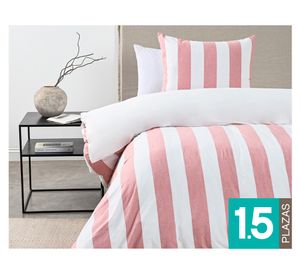 Funda de plumón Stripe Terra rosa 1.5 plazas