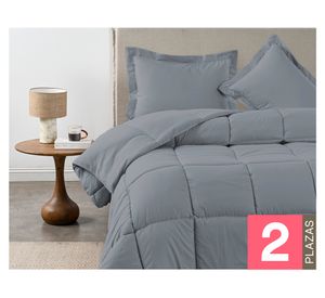 Plumón liso Softwash gris 2 plazas