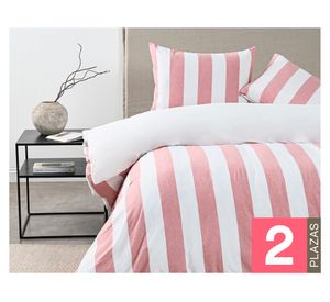 Funda de plumón Stripe Terra rosa 2 plazas