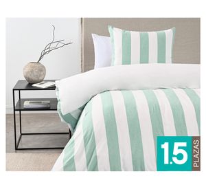 Funda de plumón Stripe sage 1.5 plazas