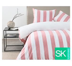 Funda de plumón Stripe Terra rosa súper king