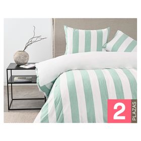 Funda de plumón Stripe sage 2 plazas