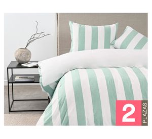 Funda de plumón Stripe sage 2 plazas