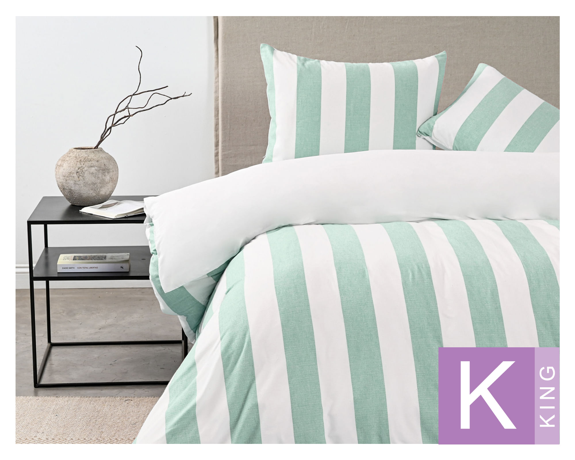 Elements & Co Funda de plumón Stripe sage king