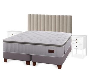 Cama europea Heritage 2 plazas base dividida + respaldo Tubular + velador Roma
