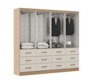 Clóset 8 puertas 12 cajones roble champagne 180x199.6x40 cm