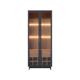 Vitrina Guanabara negro/café 175.6x71.6x40 cm