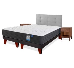 Cama europea Europedic Dual king base dividida respaldo  Royal gris + velador Atenas