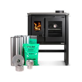 Cocina a leña Ares 70 charcoal + kit de instalación