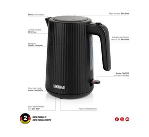 Hervidor TH-4343N negro 1.8 lt