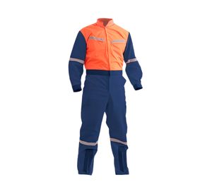 Overol poplín Bicolor con cinta azul/naranjo