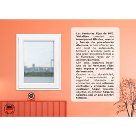 Ventana fija 120x170 cm PVC alemán termopanel Blindex blanco