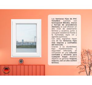Ventana fija PVC alemán termopanel Blindex 120x70 cm blanco