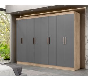 Clóset 8 puertas 4 cajones Paris gris/café 200x237x47 cm