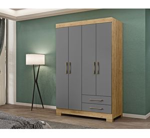 Clóset 4 puertas 2 cajones Escocia gris/café 182x105x47 cm