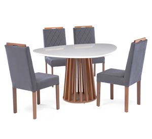 Comedor 4 sillas Toledo canela/ceniza 97.5x42x58 cm