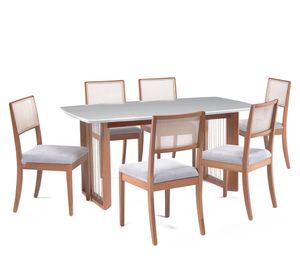 Comedor 6 sillas Eva canela/ceniza 79.5x170x90 cm