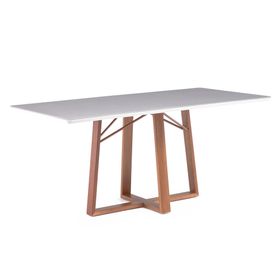 Comedor 6 sillas Nara canela/beige 79.8x180x90 cm