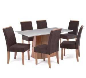 Comedor 6 sillas Ribeira canela/chocolate 79.8x160x90 cm