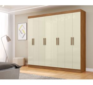 Clóset 8 puertas 4 cajones Holanda café/off white 200x217.7x47 cm