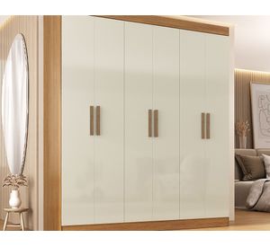 Clóset 6 puertas 2 cajones Holanda café/off white 200x164x47 cm