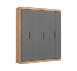 Clóset 6 puertas 2 cajones Paris gris/café 200x178x47 cm