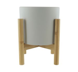 Maceta base madera gris 21 cm