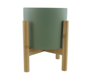 Maceta base madera verde 21 cm