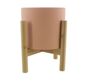 Maceta base madera terracota 21 cm
